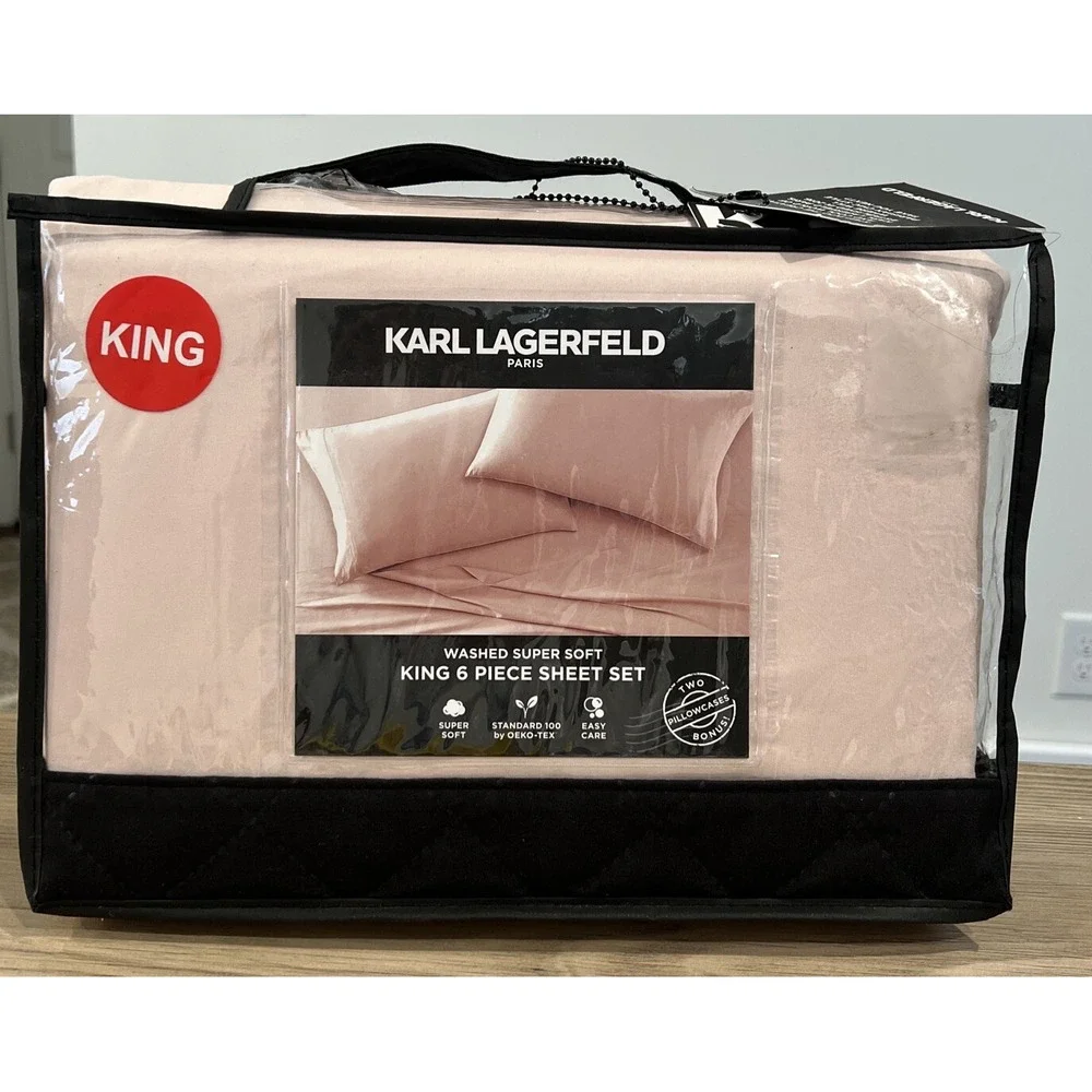 Karl Lagerfeld Paris King Size  6 Piece Sheet Set Super Soft Washed Microfiber
